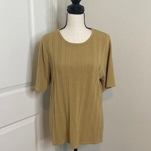 Sag Harbor Short Sleeve Tan Sweater Top
